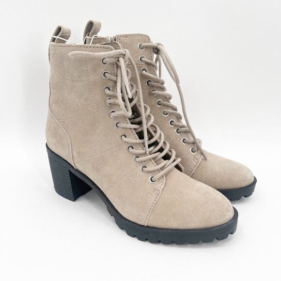 Dolce Vita Shoes - DOLCE VITA Nigel Boots Size 8 Lace Up Heels NEW Suede Leather Bootie Taupe NWOT